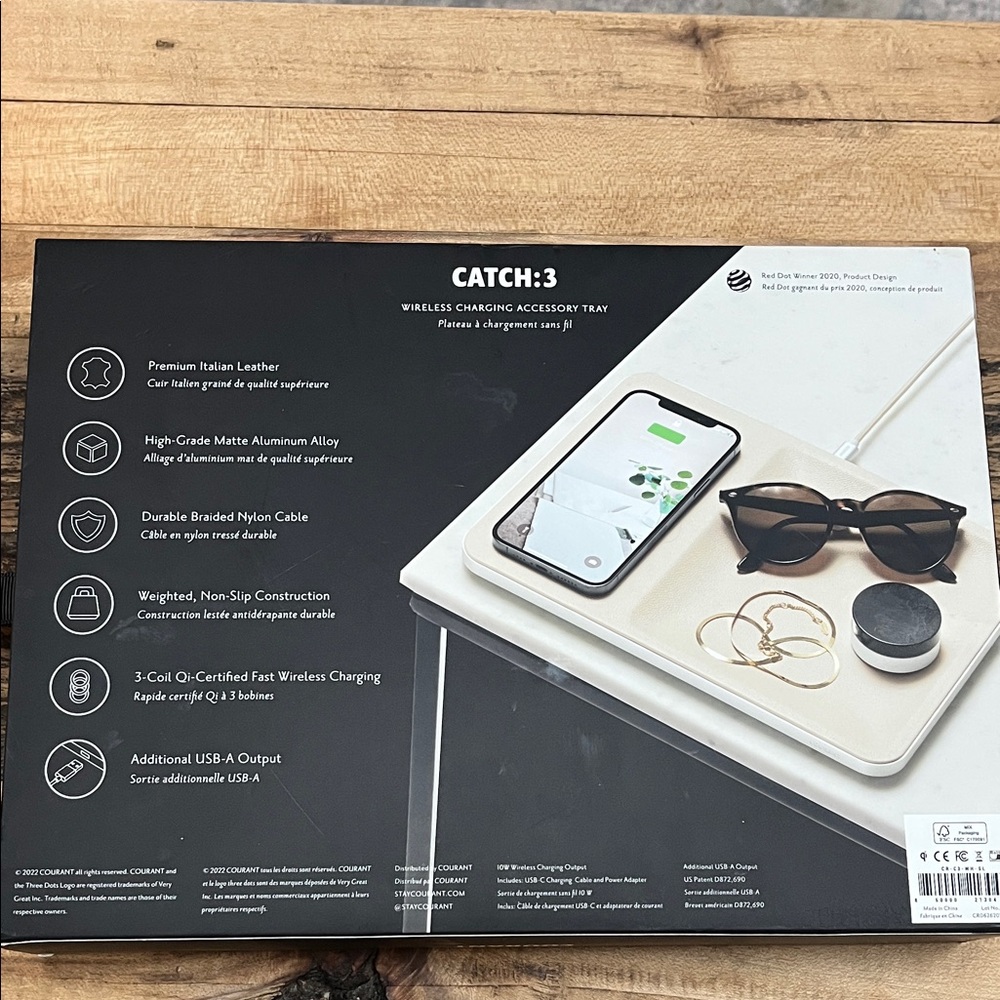 🆕 COURANT Catch:3 Cream Leather Wireless Charging Tray - Picture 10 of 10